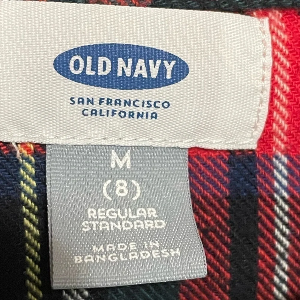 Old navy boys red plaid long sleeve 100% cotton button up shirt